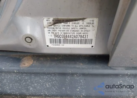 2002 Honda Accord 2.3 Lx from USA, damaged, VIN 1HGCG56442A079431